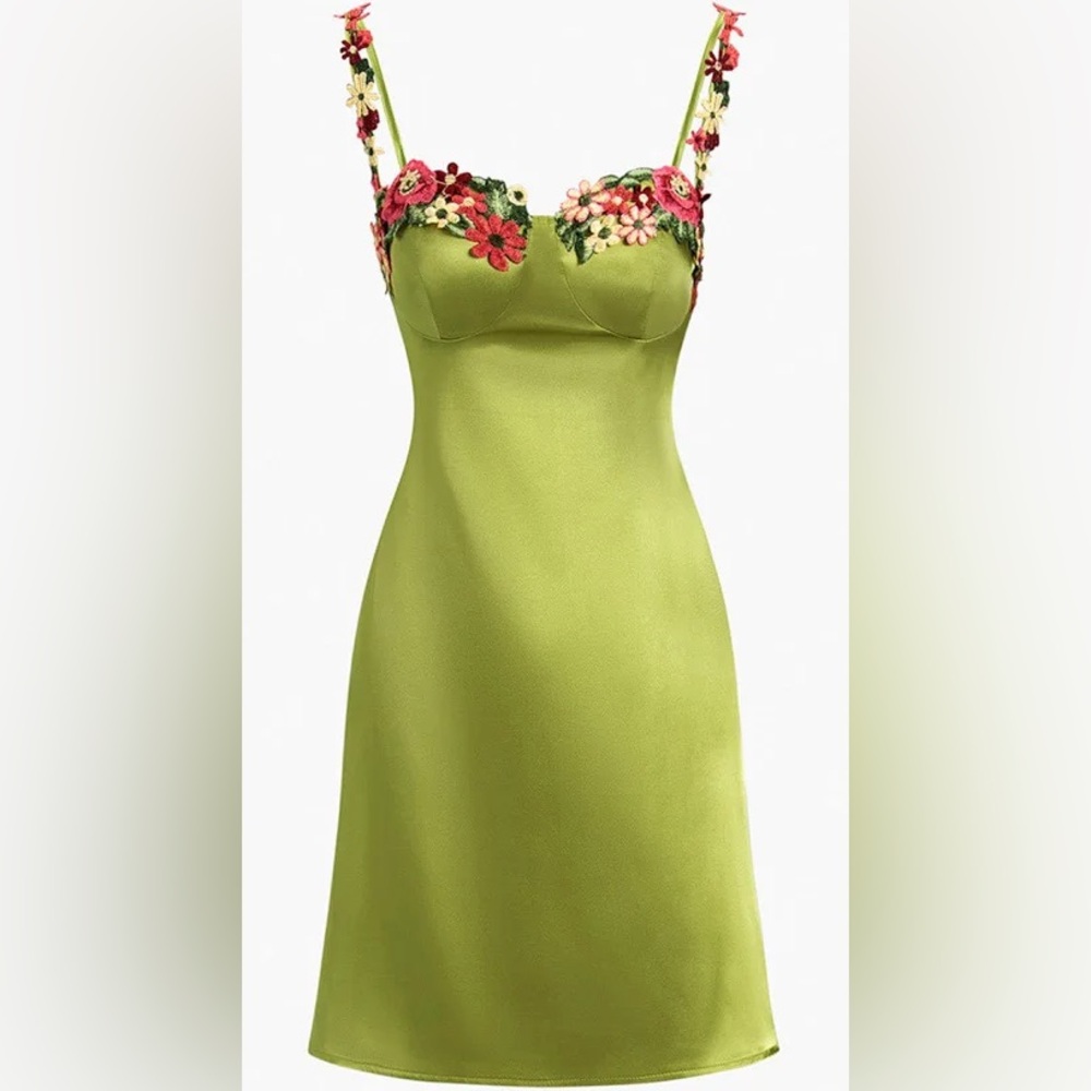 Floral Satin Short Dress